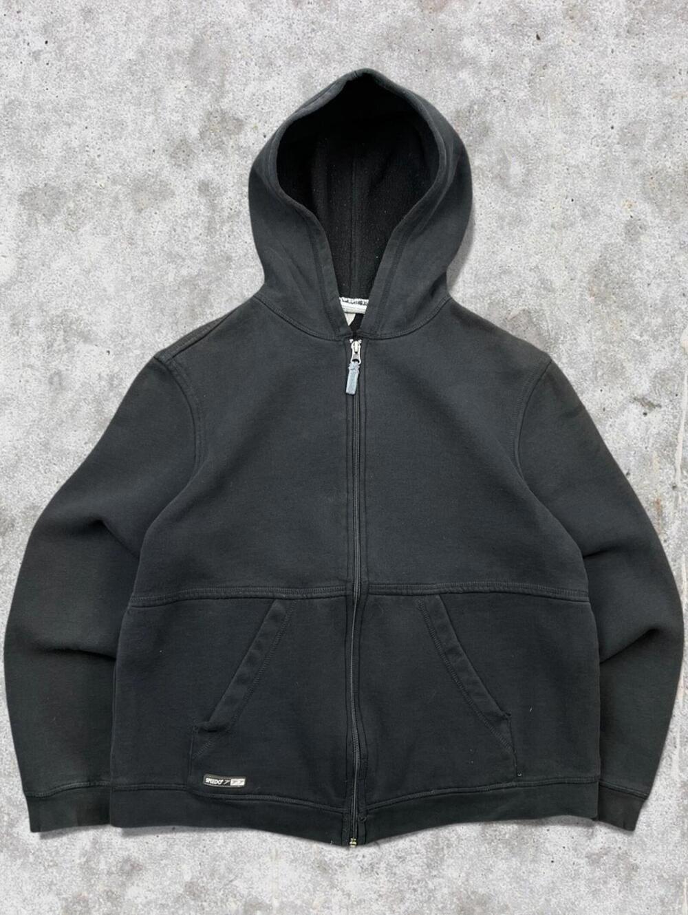 2000's Speedo Cropped Black Zip Up Hoodie